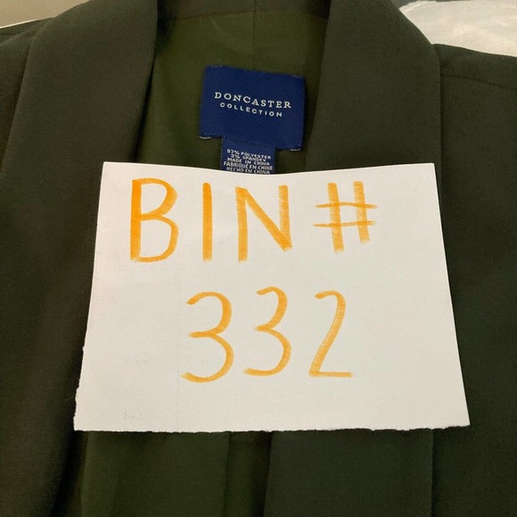 Doncaster Womens Blazer Jacket Womens Sz‎ 12 Olive Green Open Ruched Sleeve - Picture 9 of 9